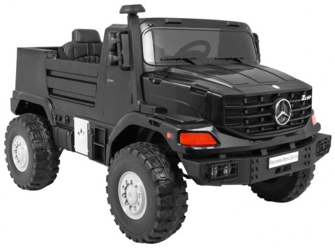 Auto na akumulator Mercedes-Benz Zetros dla dzieci Czarny + 2-osobowy + Bagażnik + Pilot