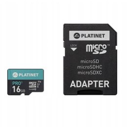 Karta Pamięci microSDHC 16GB class10 U1 70MB/s Secure Digital + Adapter SD Platinet (44000) czarna